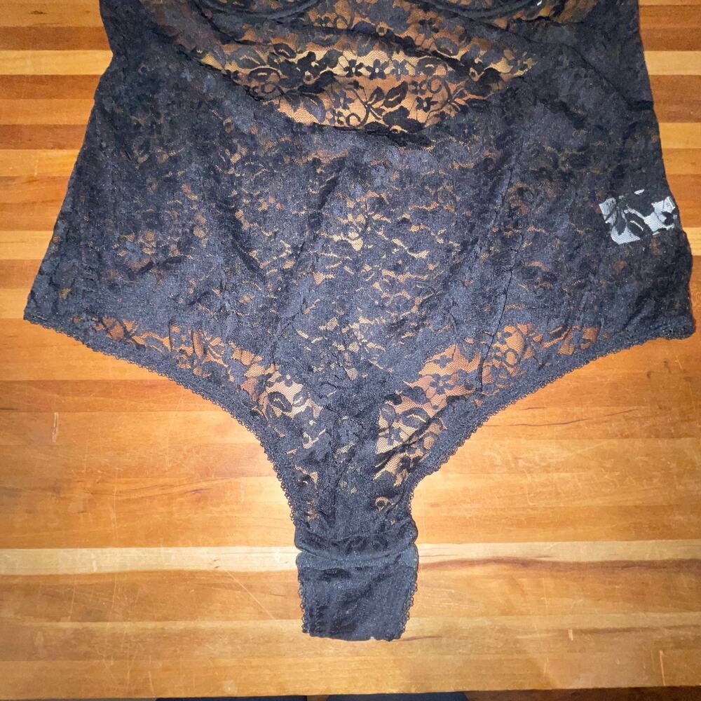 I.N.C. Sheer Lace Cup Lingerie Bodysuit black XXL - Picture 8 of 9